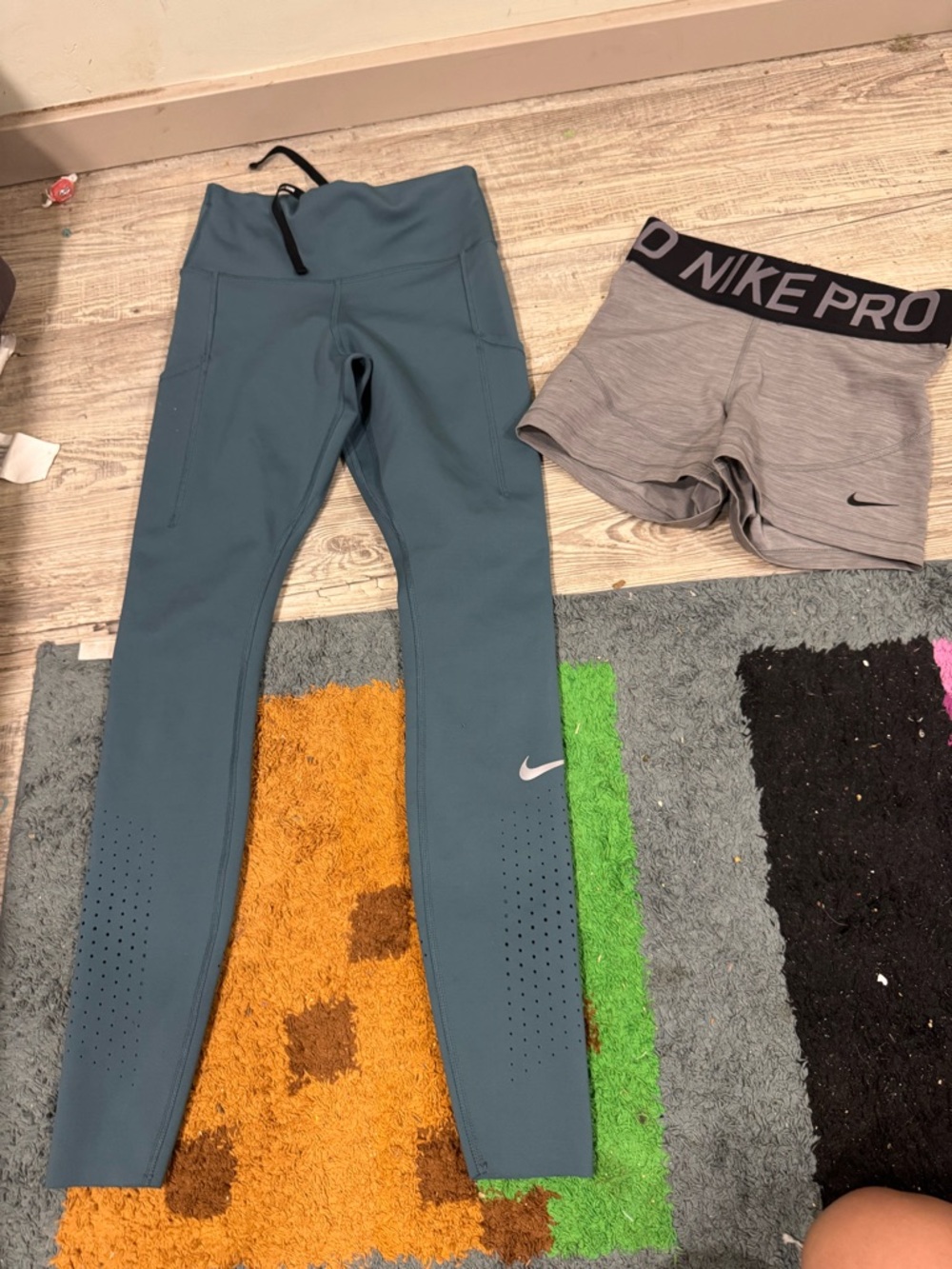 Nike Teal Athletic Leggings with Laser-Cut Detail